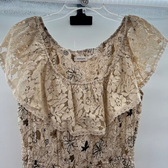 Blue Bird Women's Scoop Neck Floral Lace A-Line Dress Cream/Multi Size Large - Picture 2 of 9
